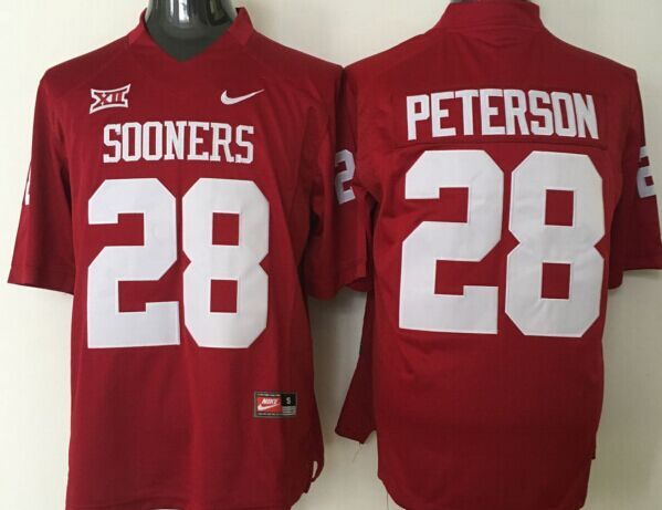 NCAA Youth Oklahoma Sooners Red #28 peterson red jerseys->youth ncaa jersey->Youth Jersey